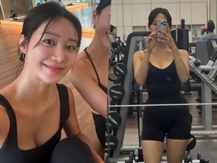 '싱글맘' 한그루, 블랙 운동복에 드러난 피트니스 몸매…운동 여신 근황