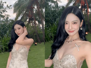 '과감하게 드러낸 섹시美' 닝닝, 파격 드레스로 뽐낸 완벽 비주얼