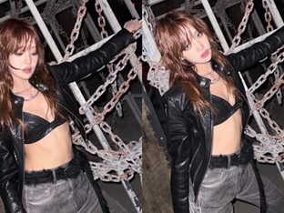 ‘부상’ 아이들 민니, 갈비뼈 도드라져…가죽 브라보다 눈길