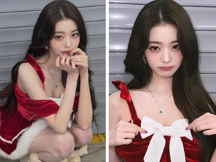 아이브 장원영, 초미니 입은 산타걸…8등신 비현실적 비율