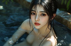 Beautiful women entering the hot spring