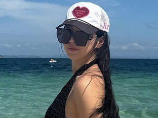 '성백현과 열애설' 안지현 치어리더, 비키니 수영복 위 그물 커버…아찔한 자태