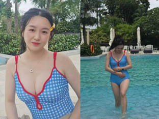 '활동중단' 햄지, 임신설 부른 파격 비키니 자태..